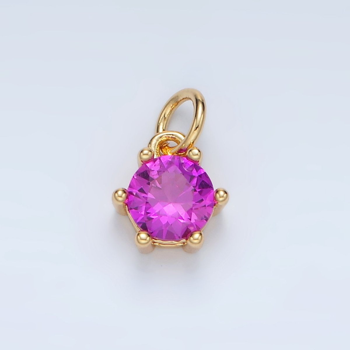 24K Gold Filled 8mm Round CZ Birthstone Personalized Charm | AG871 - AG876