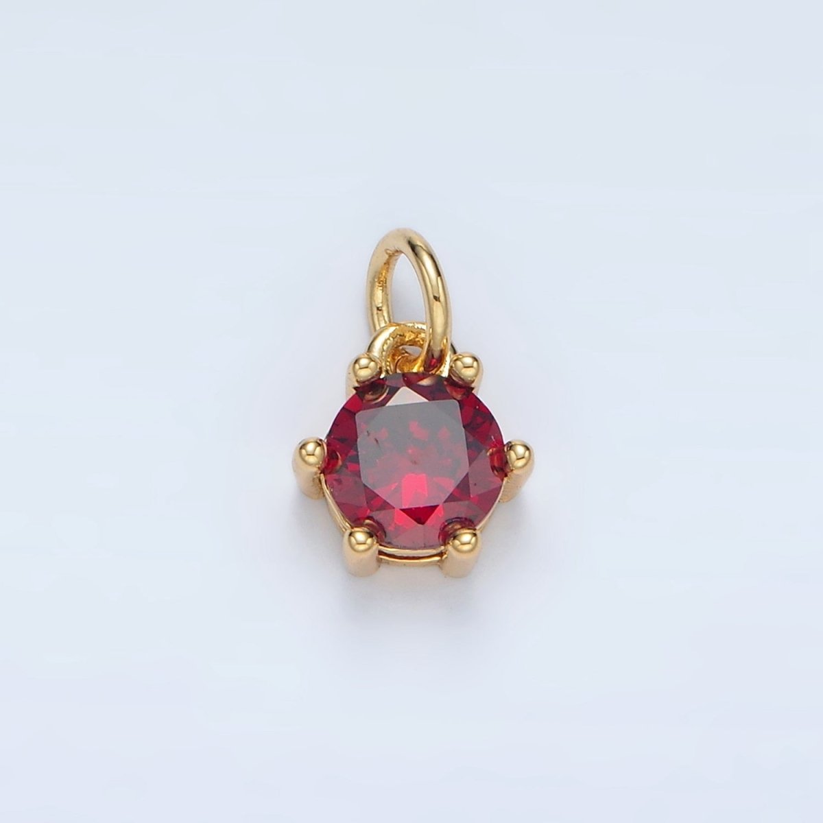 24K Gold Filled 8mm Round CZ Birthstone Personalized Charm | AG871 - AG876