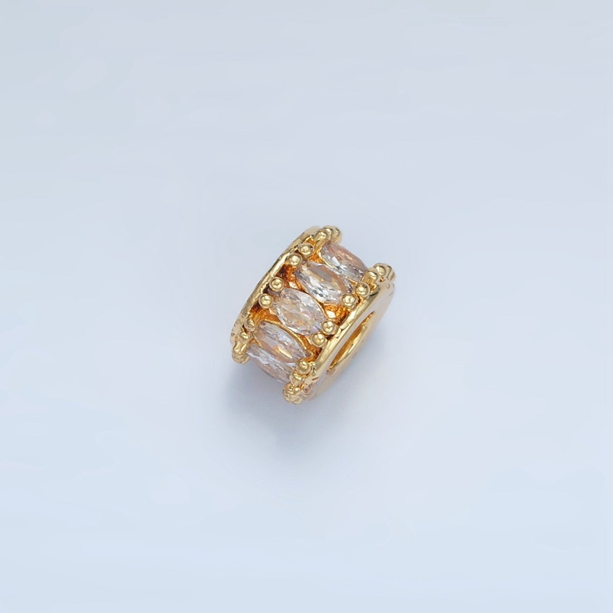24K Gold Filled 9mm Clear Marquise CZ Lined Rhondelle Bead | B905