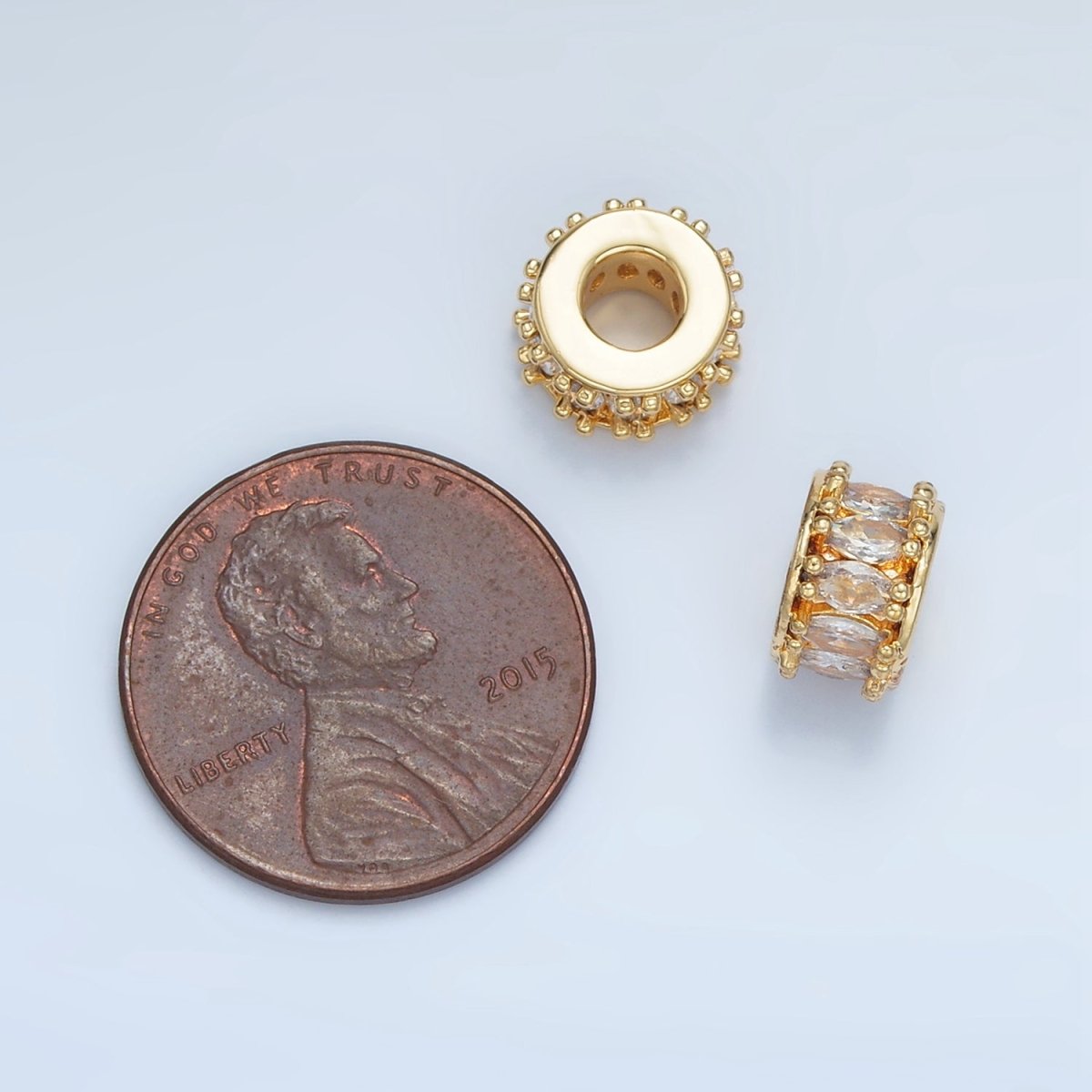 24K Gold Filled 9mm Clear Marquise CZ Lined Rhondelle Bead | B905