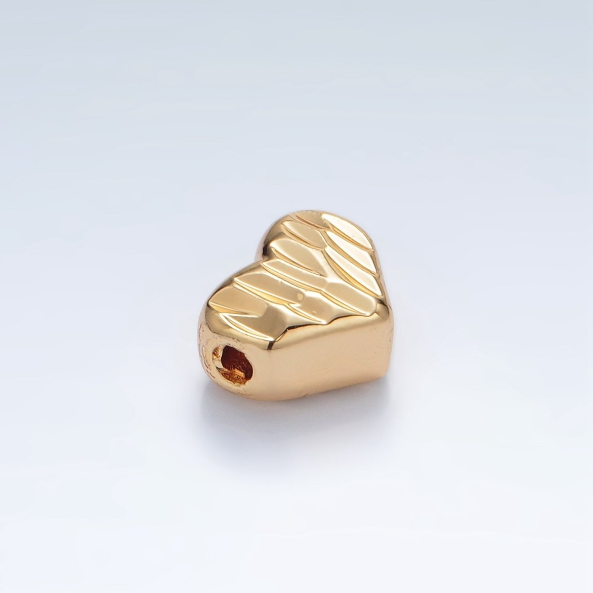 24K Gold Filled 9mm Multifaceted Prism Heart Bead in Gold & Silver | B353