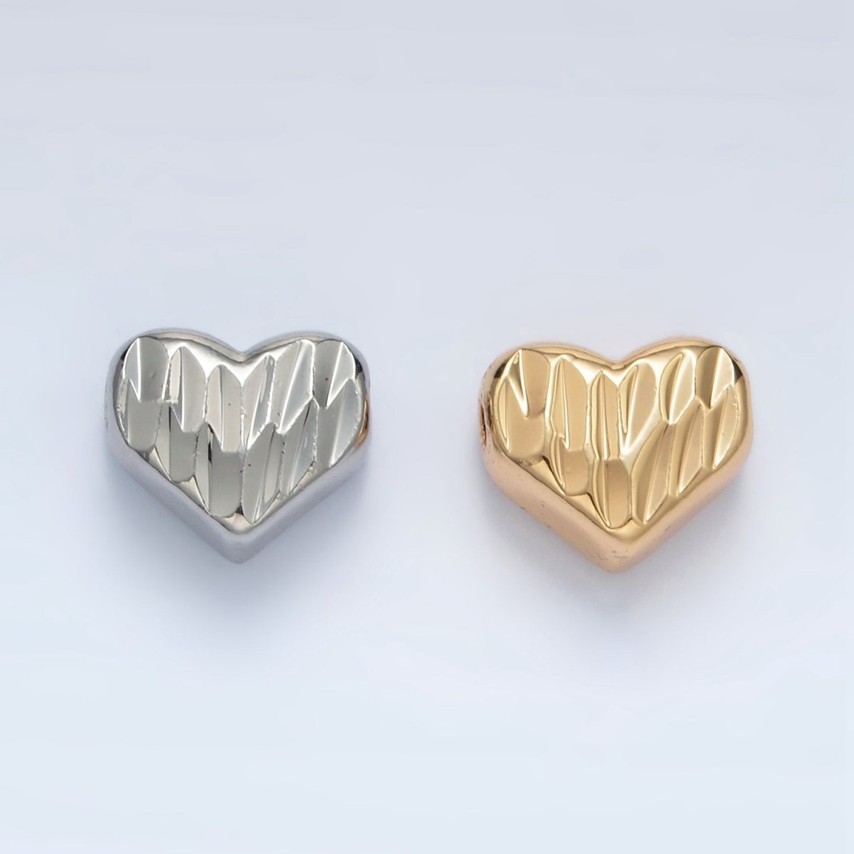 24K Gold Filled 9mm Multifaceted Prism Heart Bead in Gold & Silver | B353