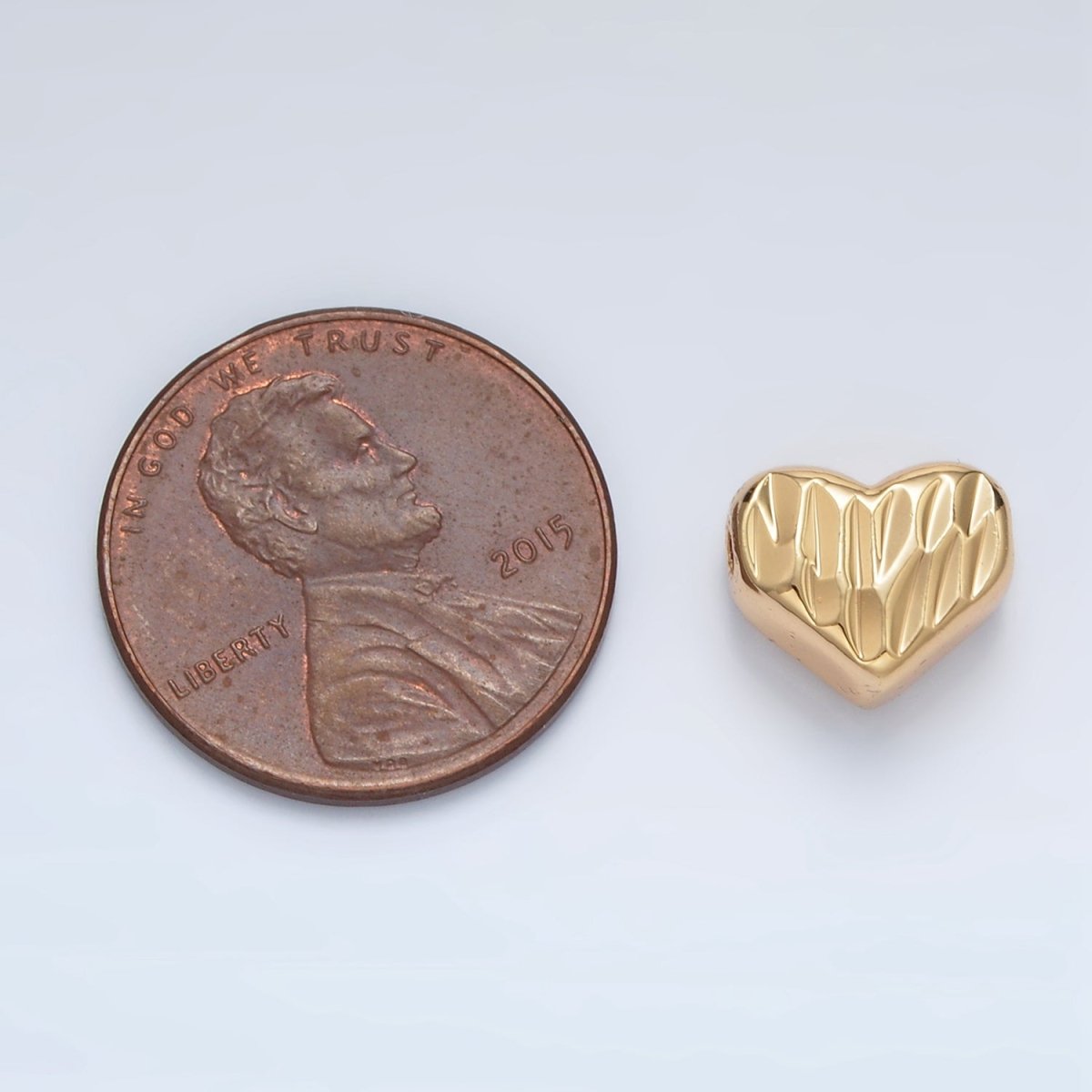24K Gold Filled 9mm Multifaceted Prism Heart Bead in Gold & Silver | B353