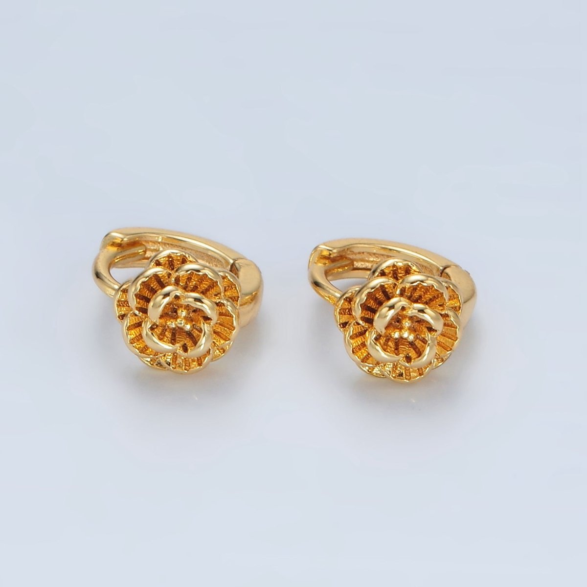 24K Gold Filled 9mm Rose Flower Cartilage Huggie Earrings | T213