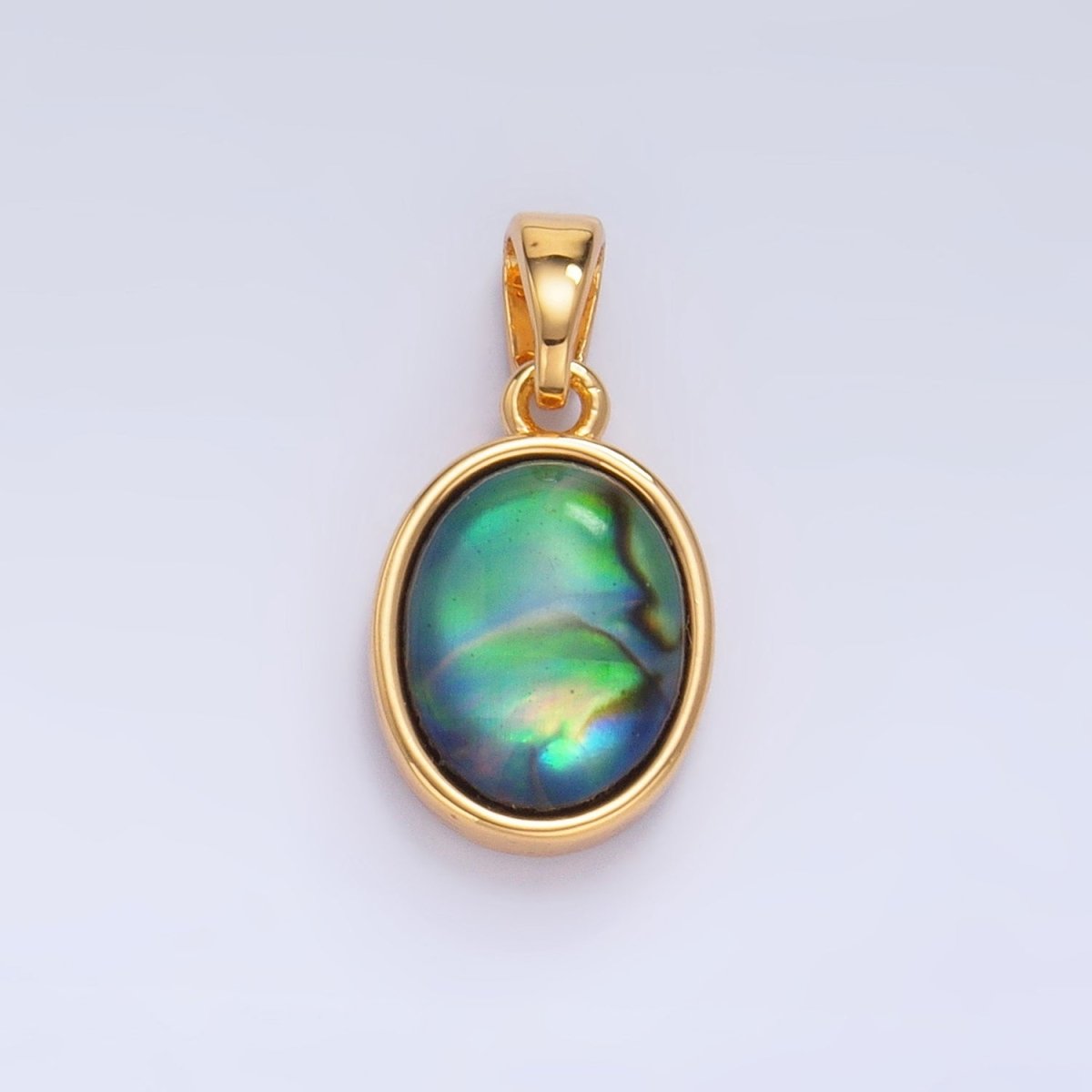 24K Gold Filled Abalone Gemstone Oval Bezel Pendant | AA1019