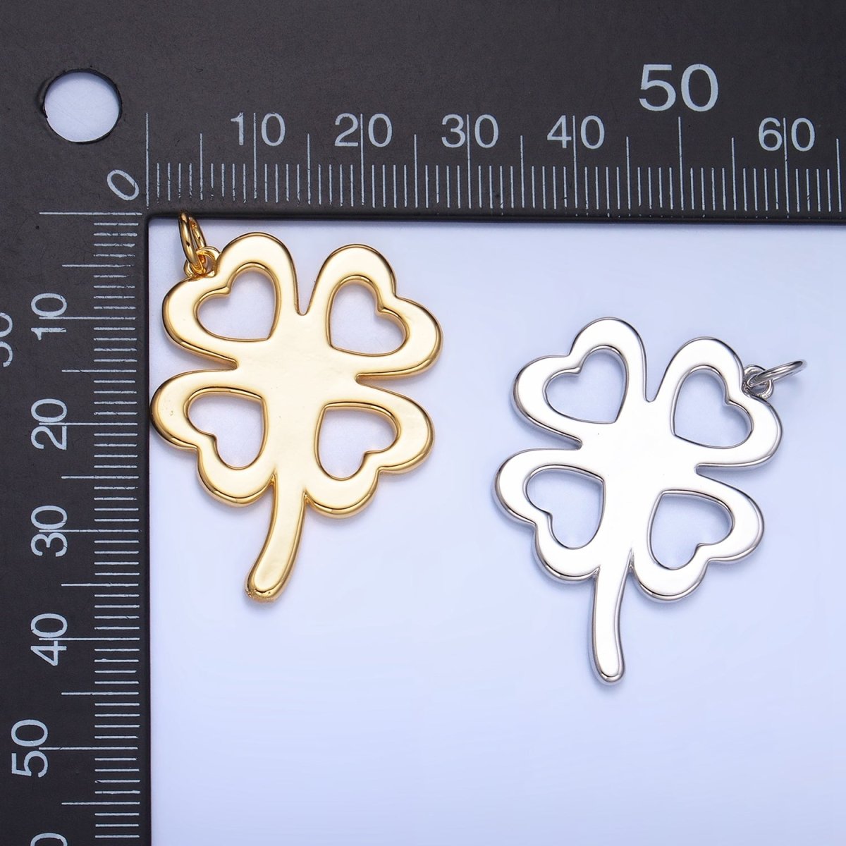 24K Gold Filled Artisan Clover Leaf Charm in Gold & Silver | W051