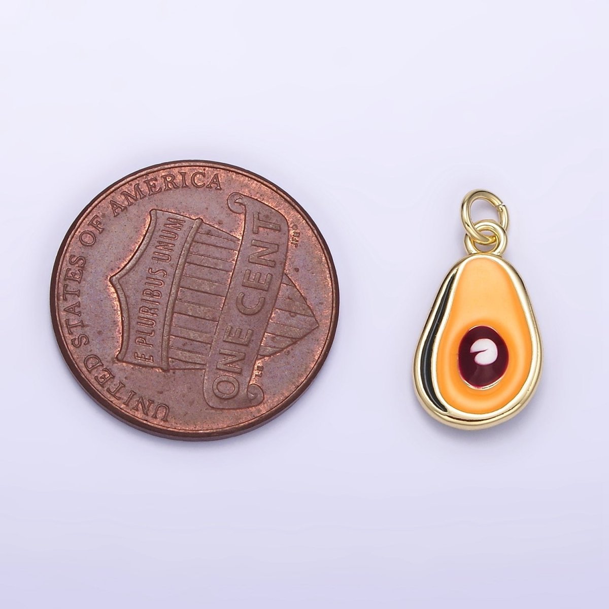 24K Gold Filled Avocado Fruit Enamel Mini Charm | C705
