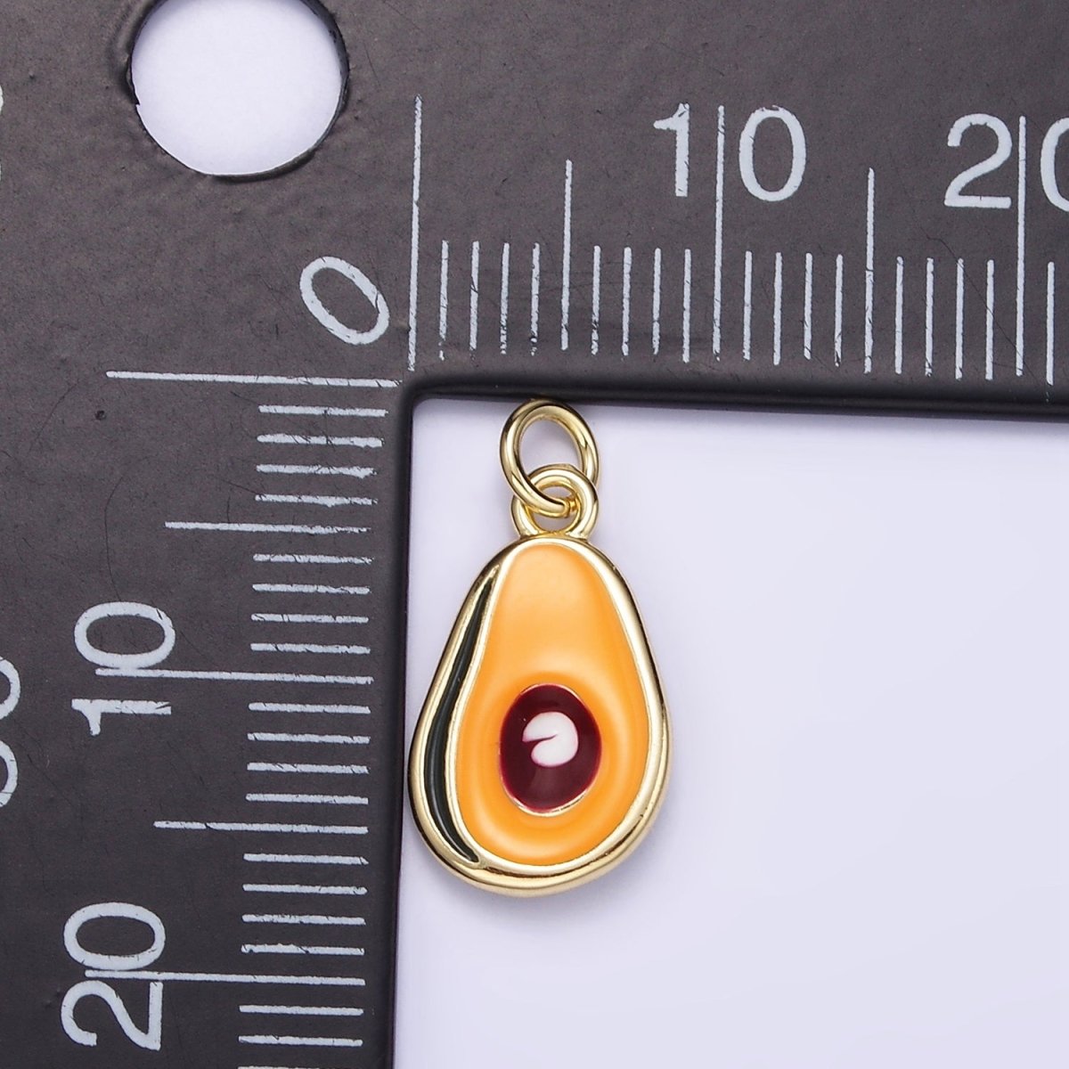 24K Gold Filled Avocado Fruit Enamel Mini Charm | C705