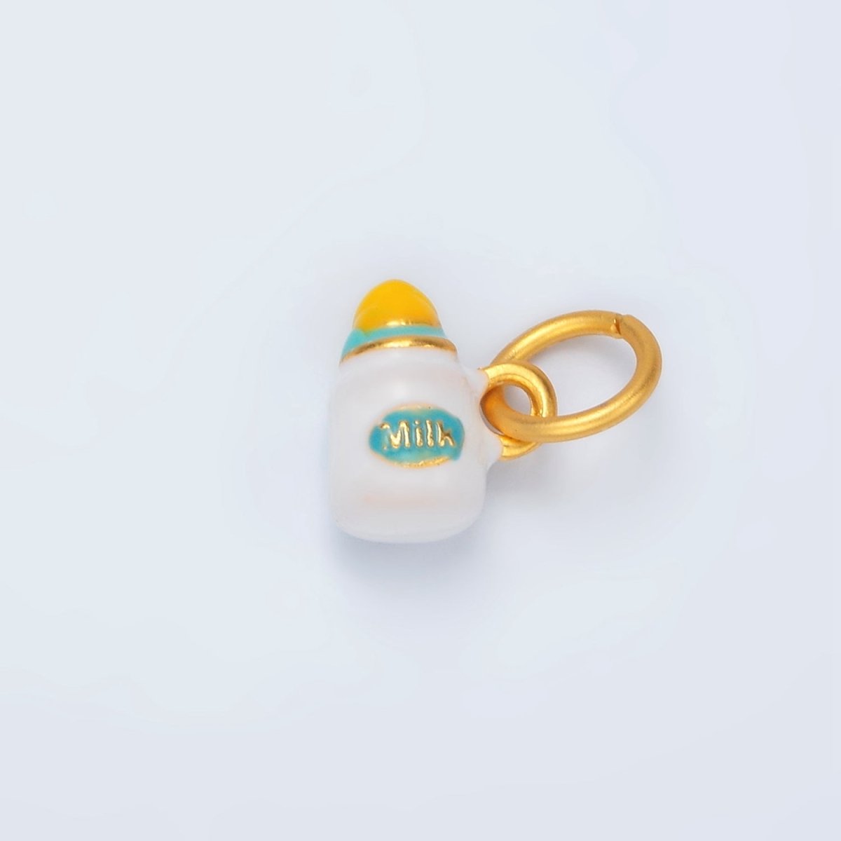 24K Gold Filled Mini Baby Milk Bottle Enamel Charm | M155