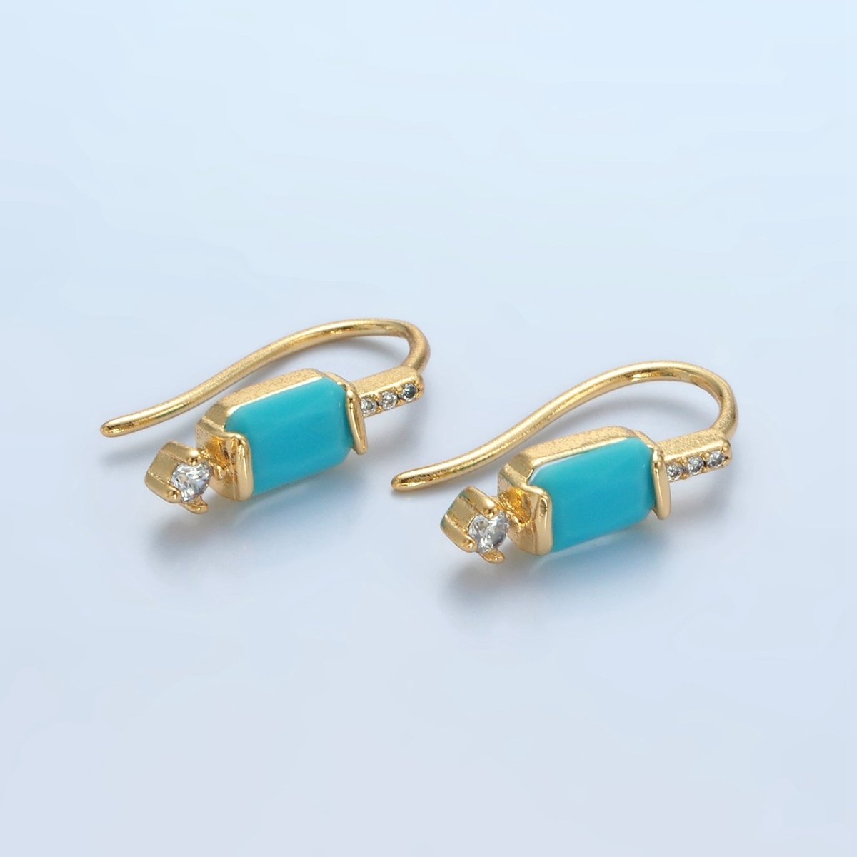24K Gold Filled Baguette CZ Micro Paved French Hook Earrings | AD609 - AD611