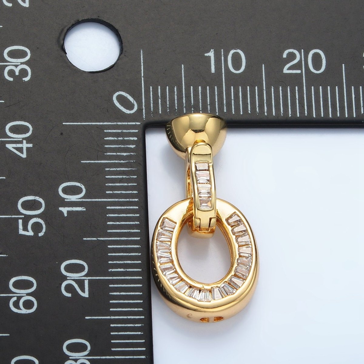 24K Gold Filled Baguette CZ Oval Snap Latch Closure Findings | Z901