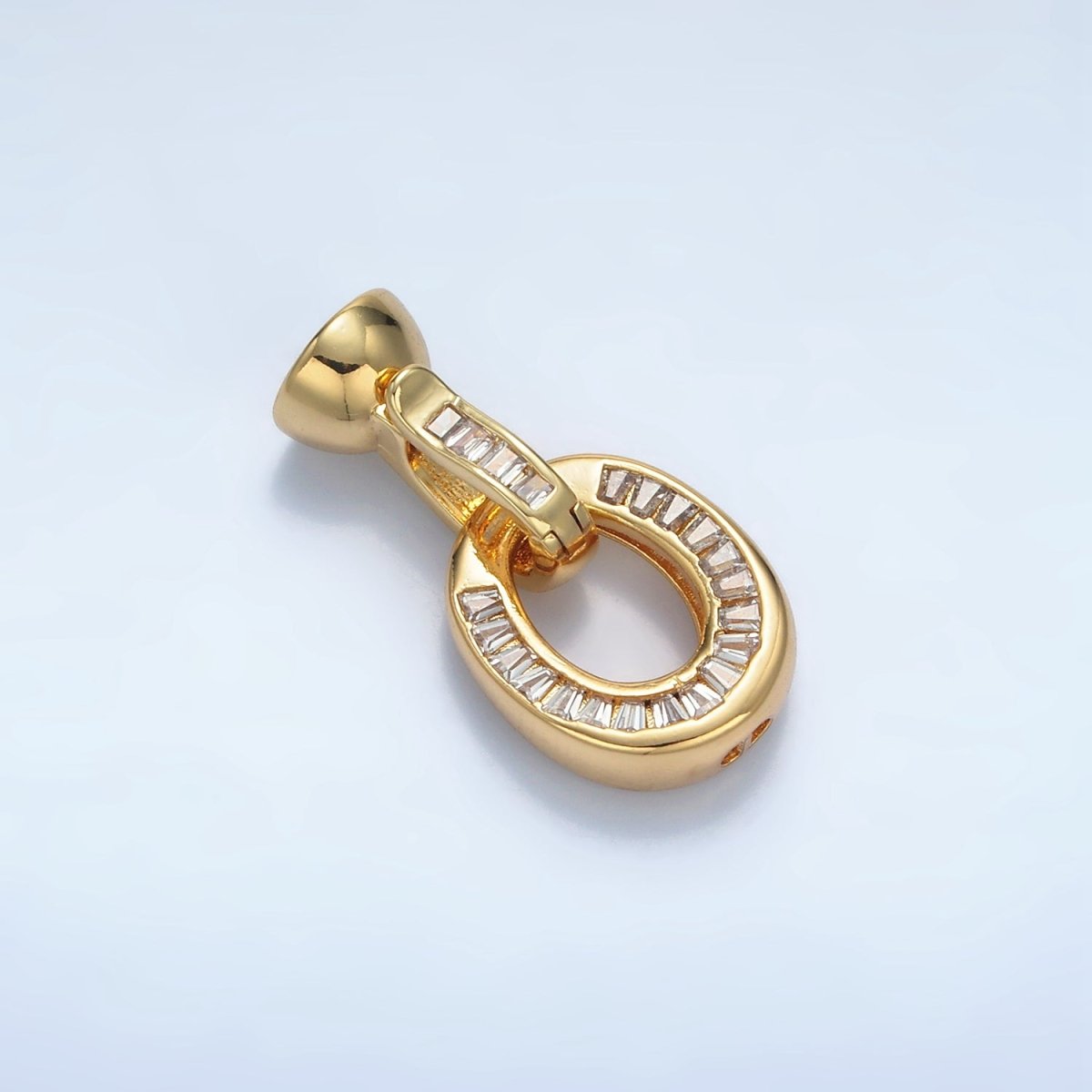 24K Gold Filled Baguette CZ Oval Snap Latch Closure Findings | Z901