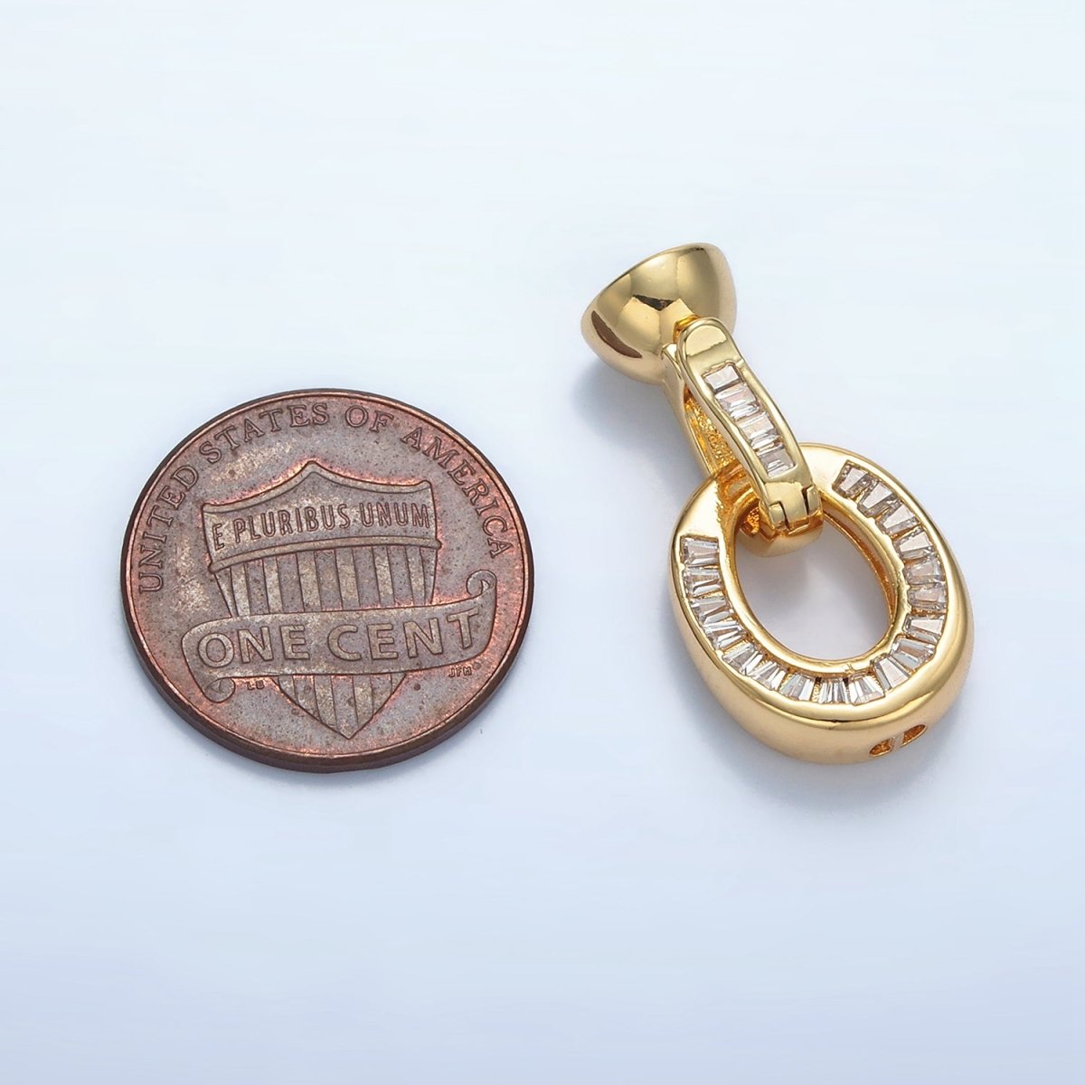 24K Gold Filled Baguette CZ Oval Snap Latch Closure Findings | Z901