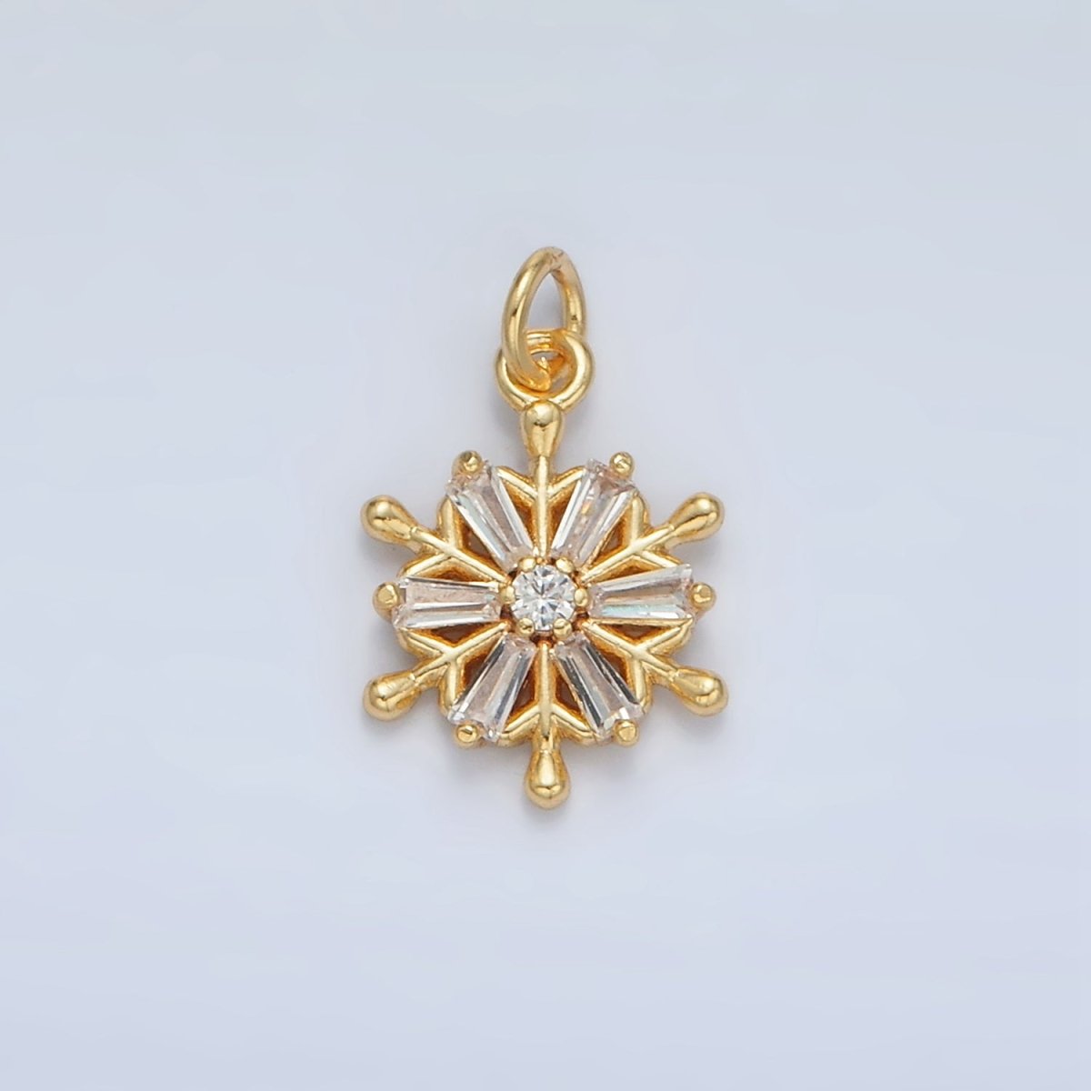 24K Gold Filled Baguette CZ Snowdrop Mini Charm | AC148
