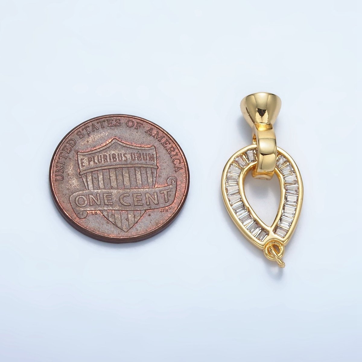 24K Gold Filled Baguette CZ Teardrop Snap Latch Closure Findings | Z900