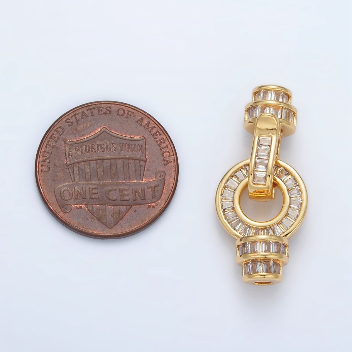 24K Gold Filled Baguette Micro Paved CZ Snap Latch Closure Findings Set | Z892