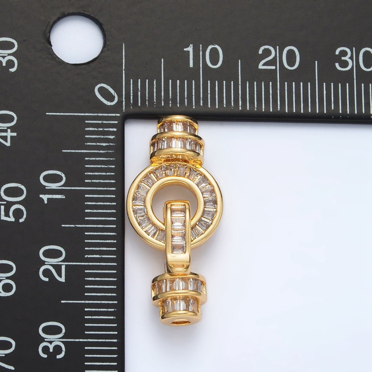 24K Gold Filled Baguette Micro Paved CZ Snap Latch Closure Findings Set | Z892