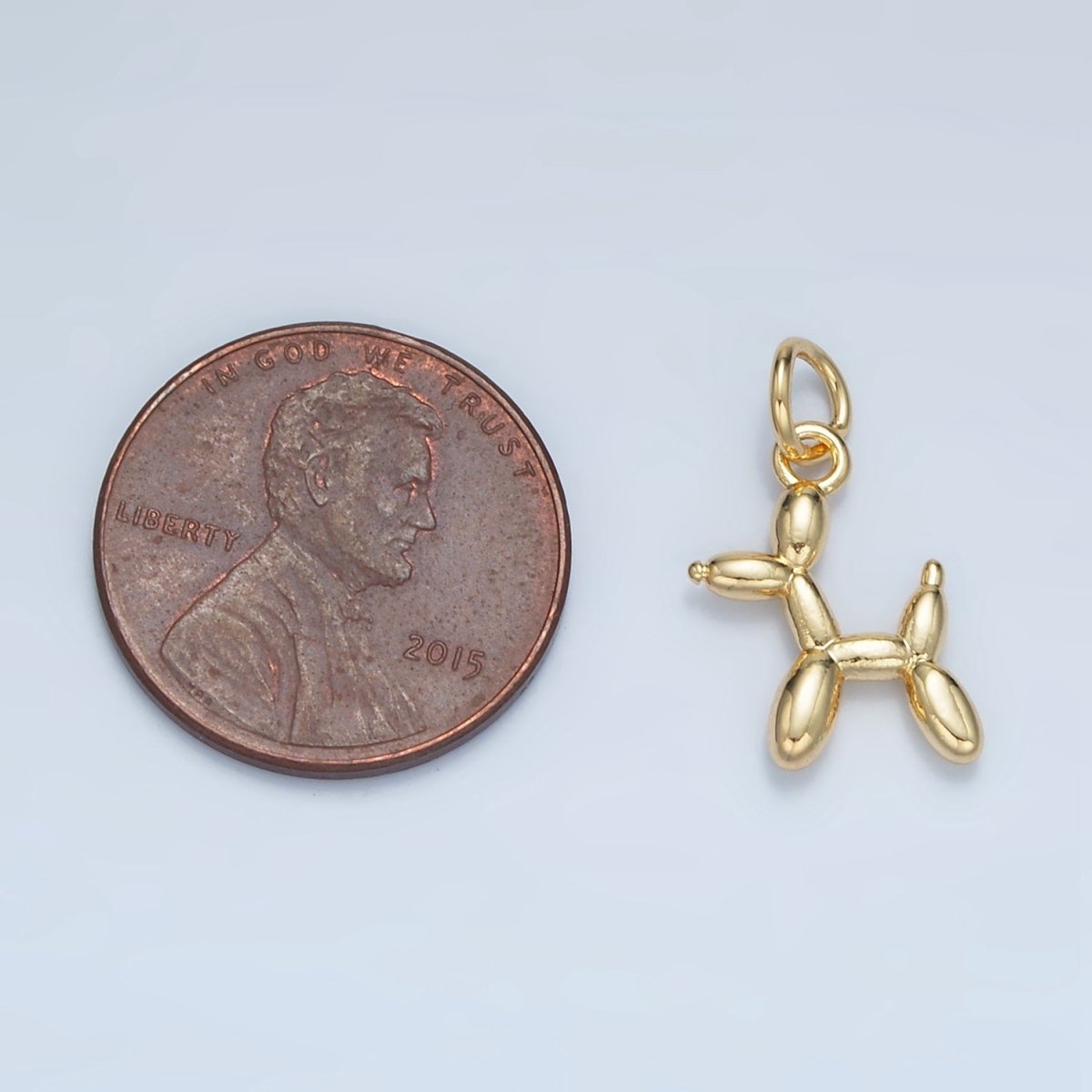 24K Gold Filled Balloon Dog Animal Multidimensional Mini Charm | E742