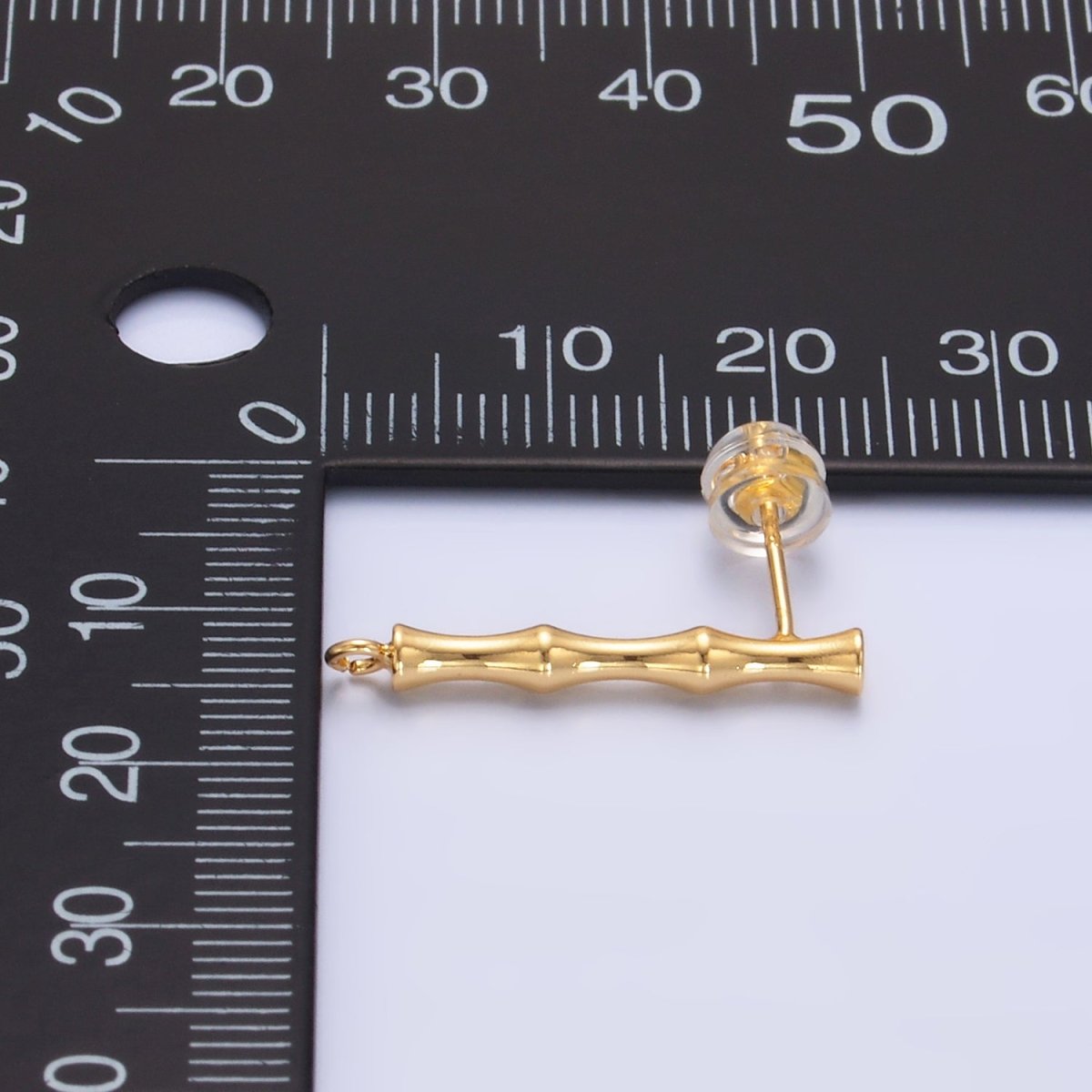 24K Gold Filled Bamboo Linear Open Loop Drop Stud Earrings Findings | Z1010