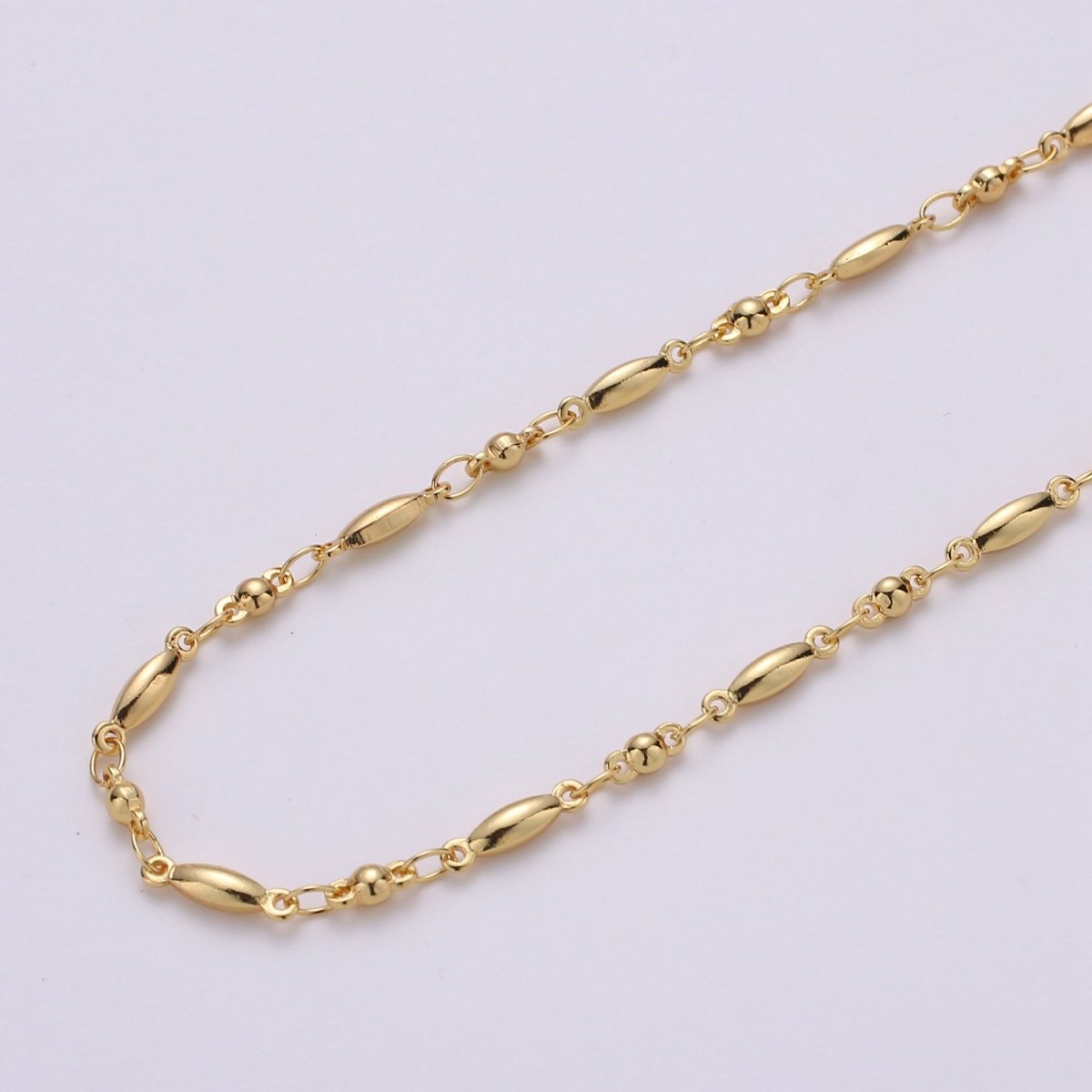 24K Gold Filled Beaded Cable Link 2.4mm Chain by Yard | Roll-132