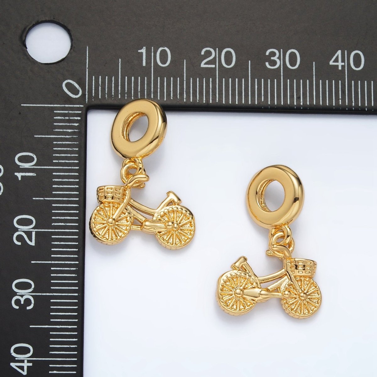 24K Gold Filled Bicycle Cycling Vehicle Minimalist Rhondelle Bail Drop Pendant | AC096