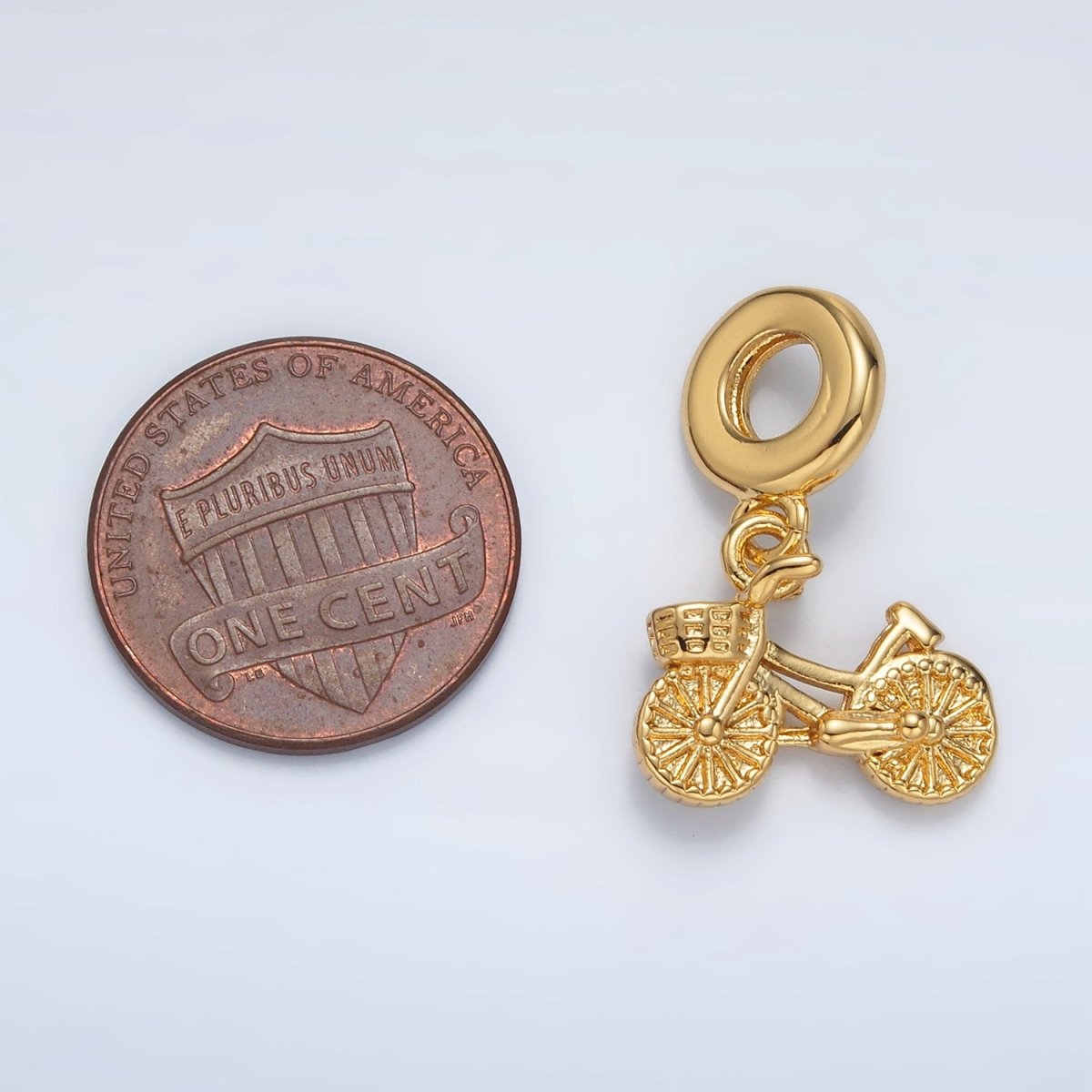 24K Gold Filled Bicycle Cycling Vehicle Minimalist Rhondelle Bail Drop Pendant | AC096