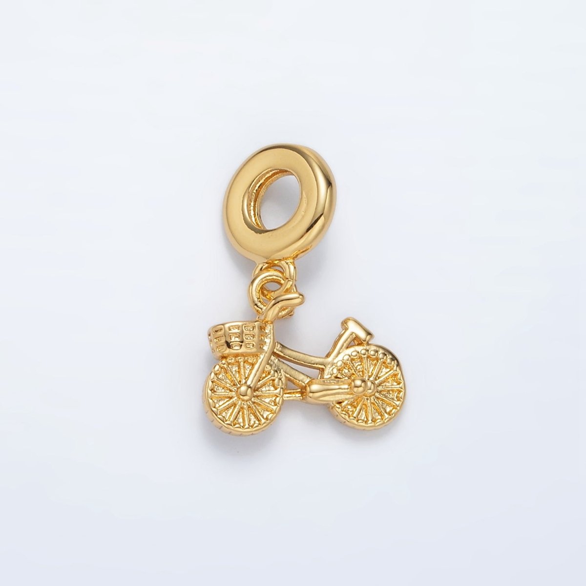 24K Gold Filled Bicycle Cycling Vehicle Minimalist Rhondelle Bail Drop Pendant | AC096