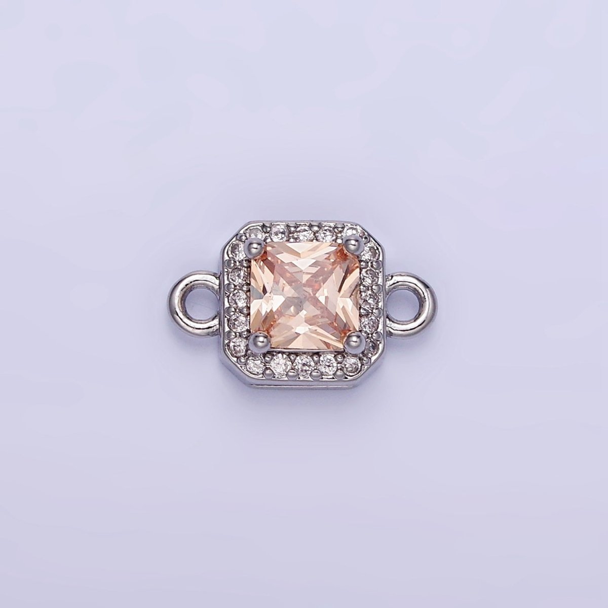 14K Gold Filled Birthstone CZ Micro Paved Square Edged Connector in Gold & Silver | G484 - G495
