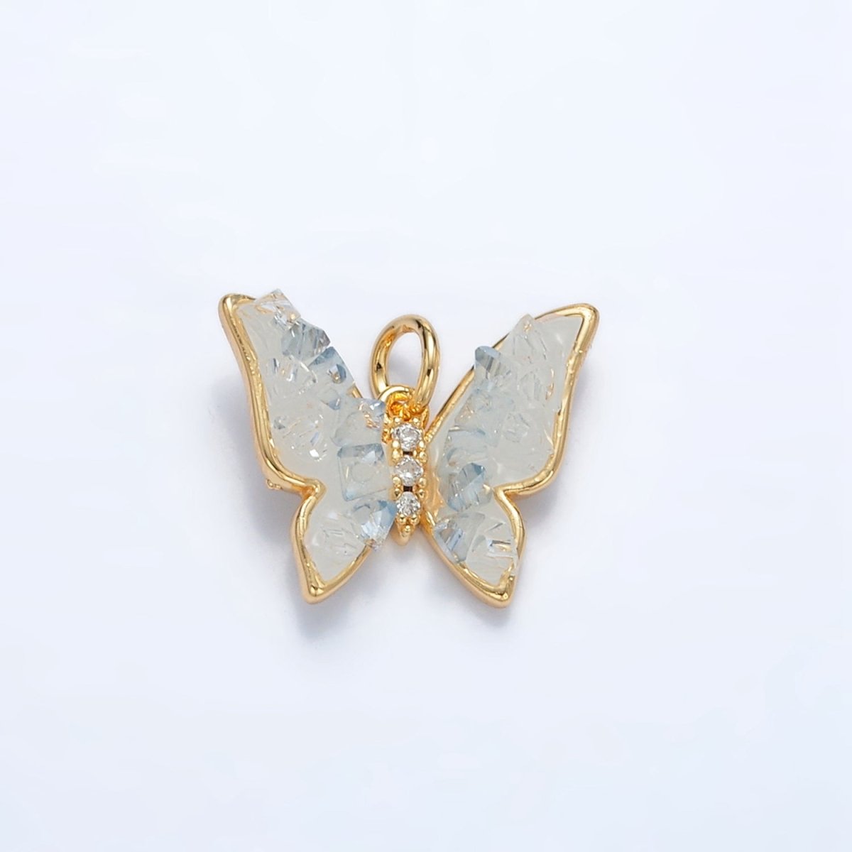 24K Gold Filled Blue Agate Enamel Butterfly Insect Charm | AG933