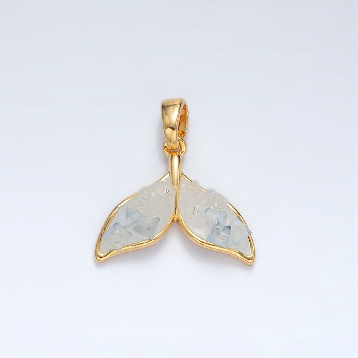 24K Gold Filled Blue Agate Enamel Dolphin Fish Tail Pendant | AA1526