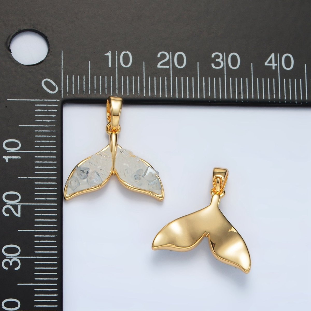 24K Gold Filled Blue Agate Enamel Dolphin Fish Tail Pendant | AA1526