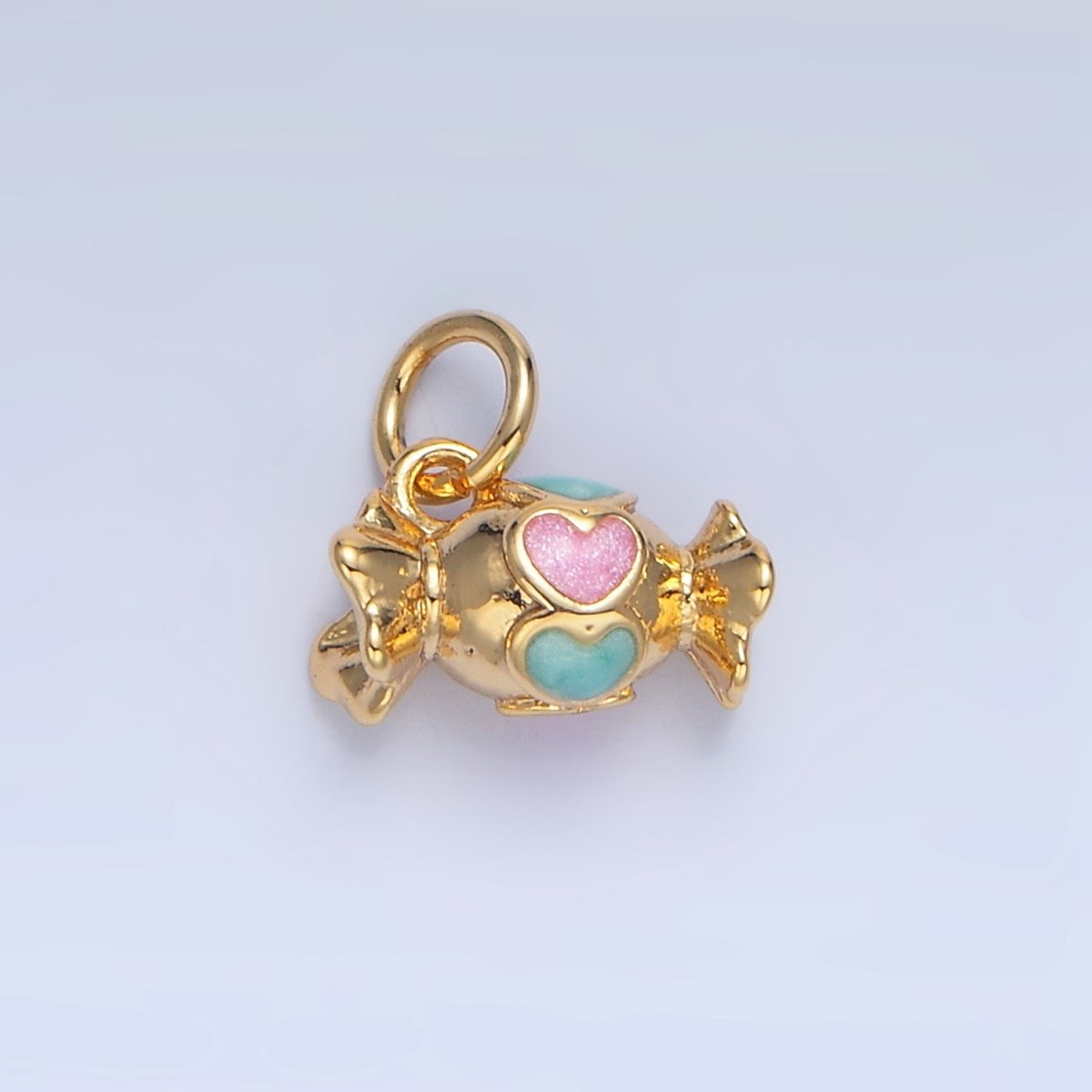 24K Gold Filled Blue Pink Enamel Candy Wrapper Multidimensional Charm | X832