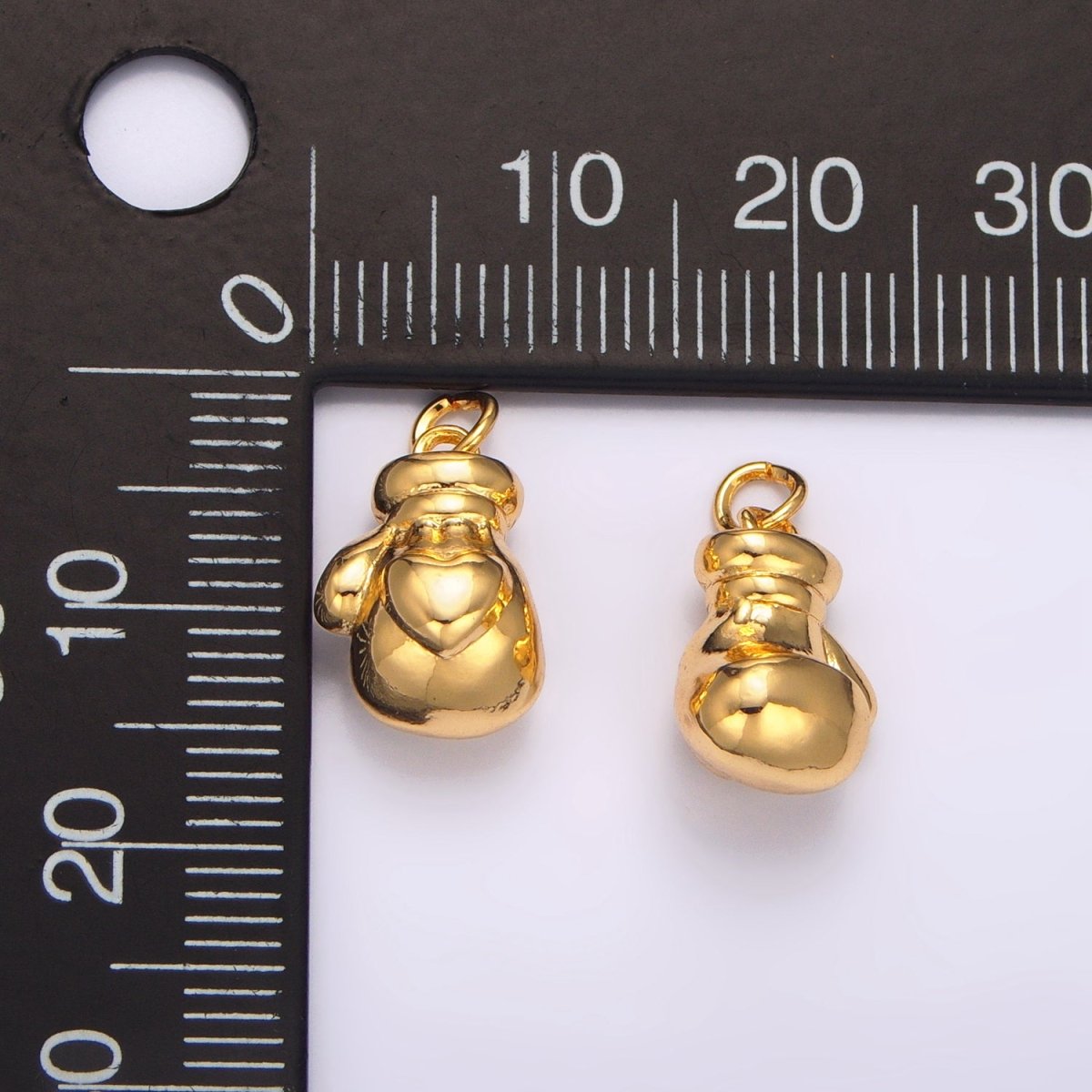 24K Gold Filled Boxing Glove Micro Paved CZ Multidimensional Charm | W100