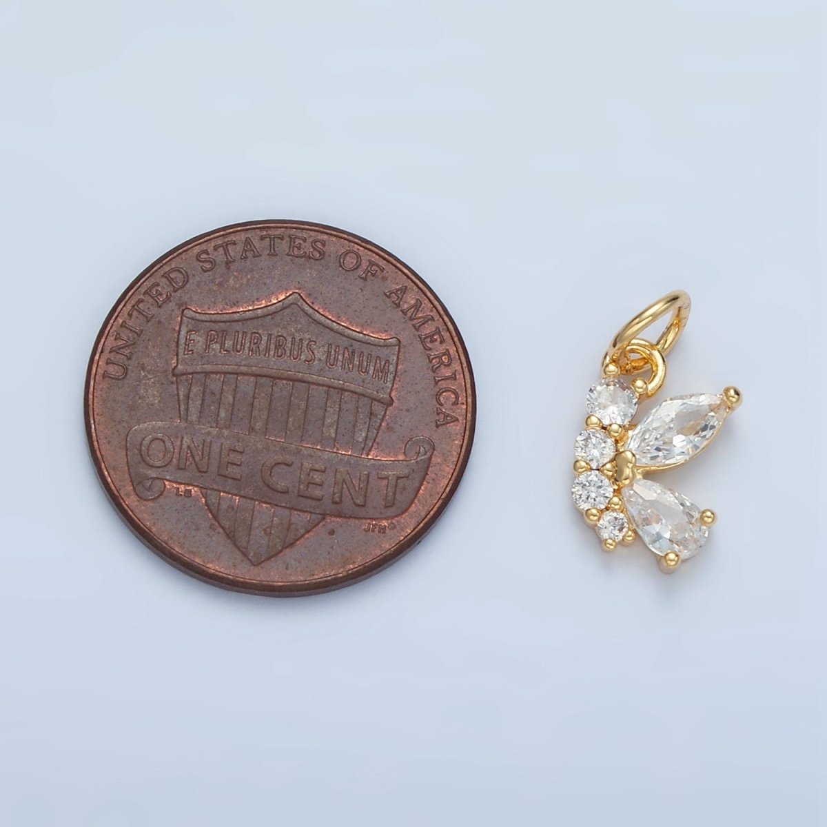 24K Gold Filled Butterfly Wings Micro Paved CZ Charm | X551
