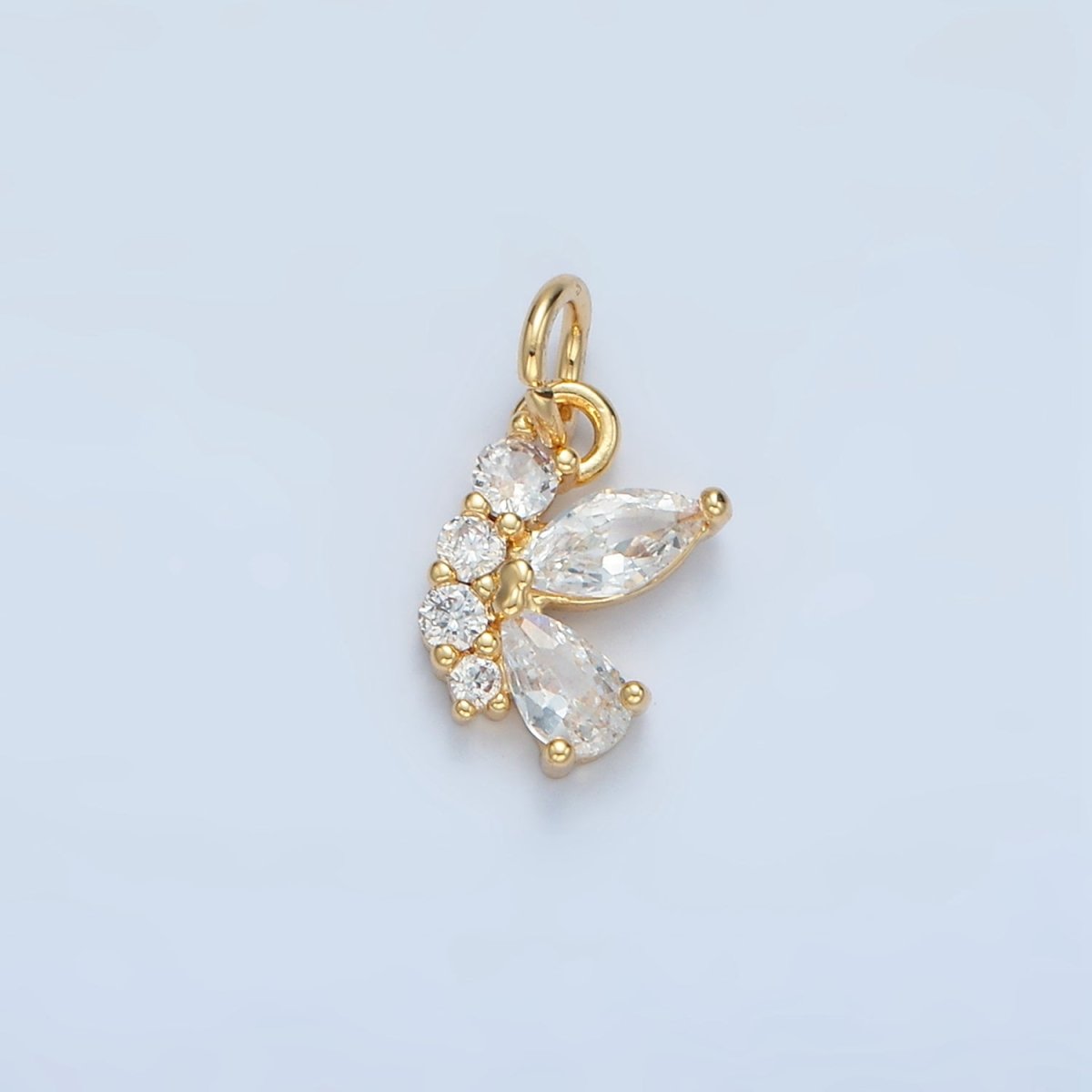 24K Gold Filled Butterfly Wings Micro Paved CZ Charm | X551