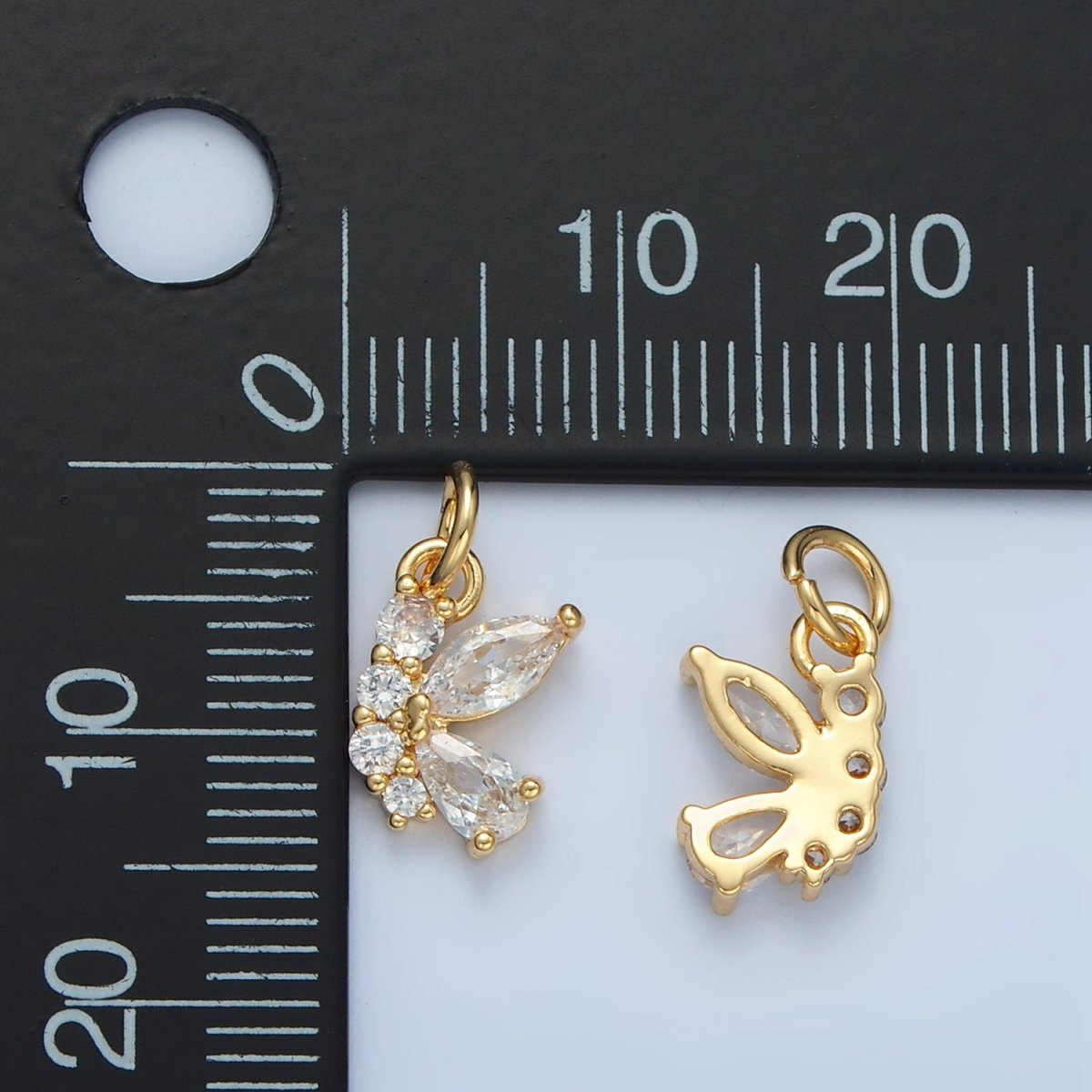 24K Gold Filled Butterfly Wings Micro Paved CZ Charm | X551