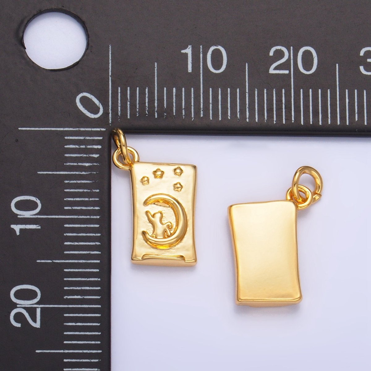 24K Gold Filled Cat Kitten Pet Under Celestial Starry Night Charm | W043