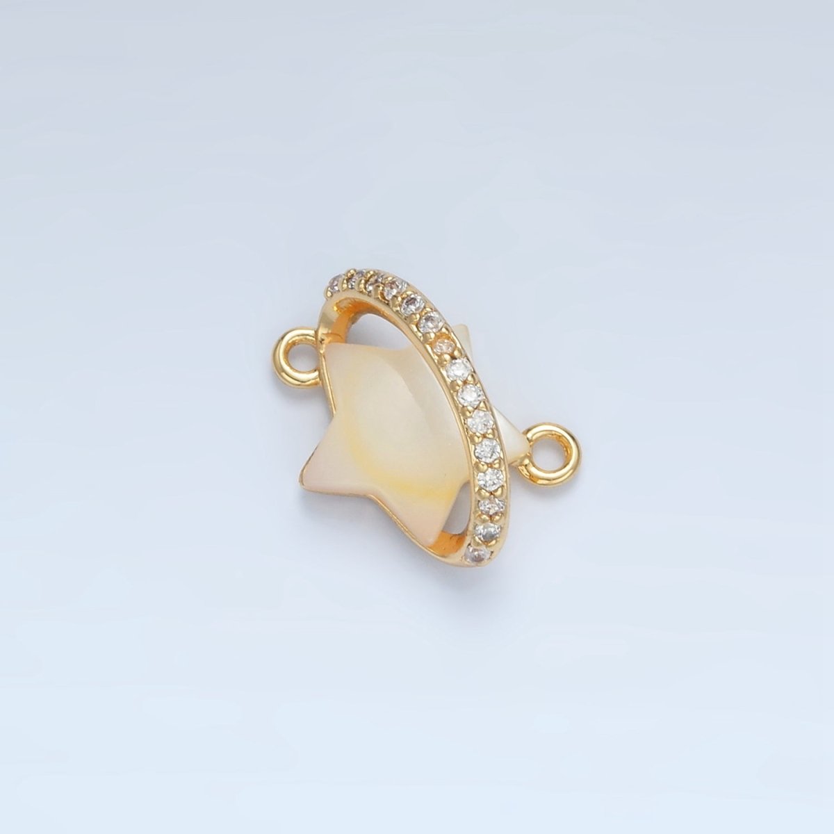 24K Gold Filled Celestial Shooting Star Shell Pearl Micro Paved CZ Connector | G498