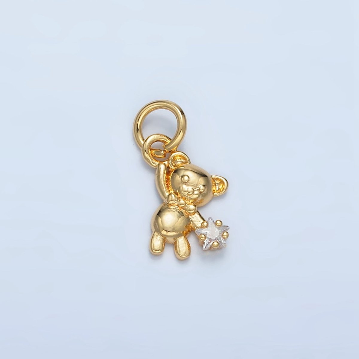 24K Gold Filled Celestial Star CZ Teddy Bar Charm | E734