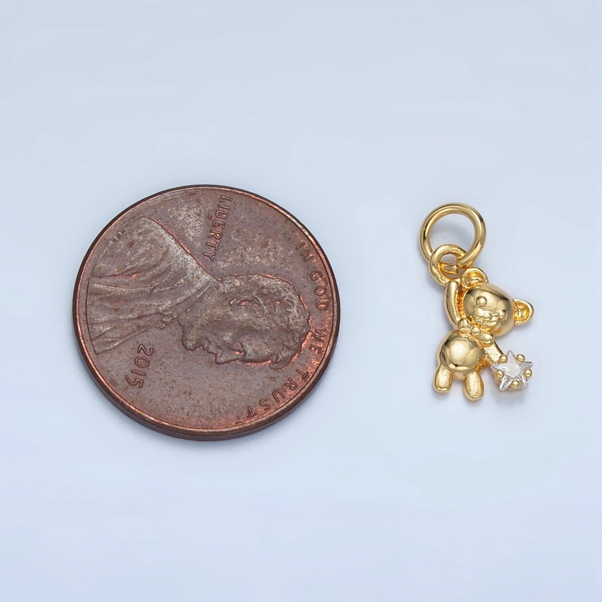 24K Gold Filled Celestial Star CZ Teddy Bar Charm | E734