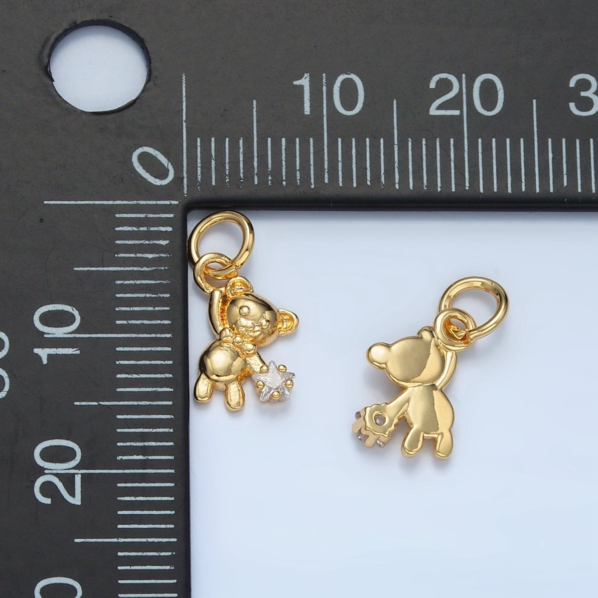24K Gold Filled Celestial Star CZ Teddy Bar Charm | E734