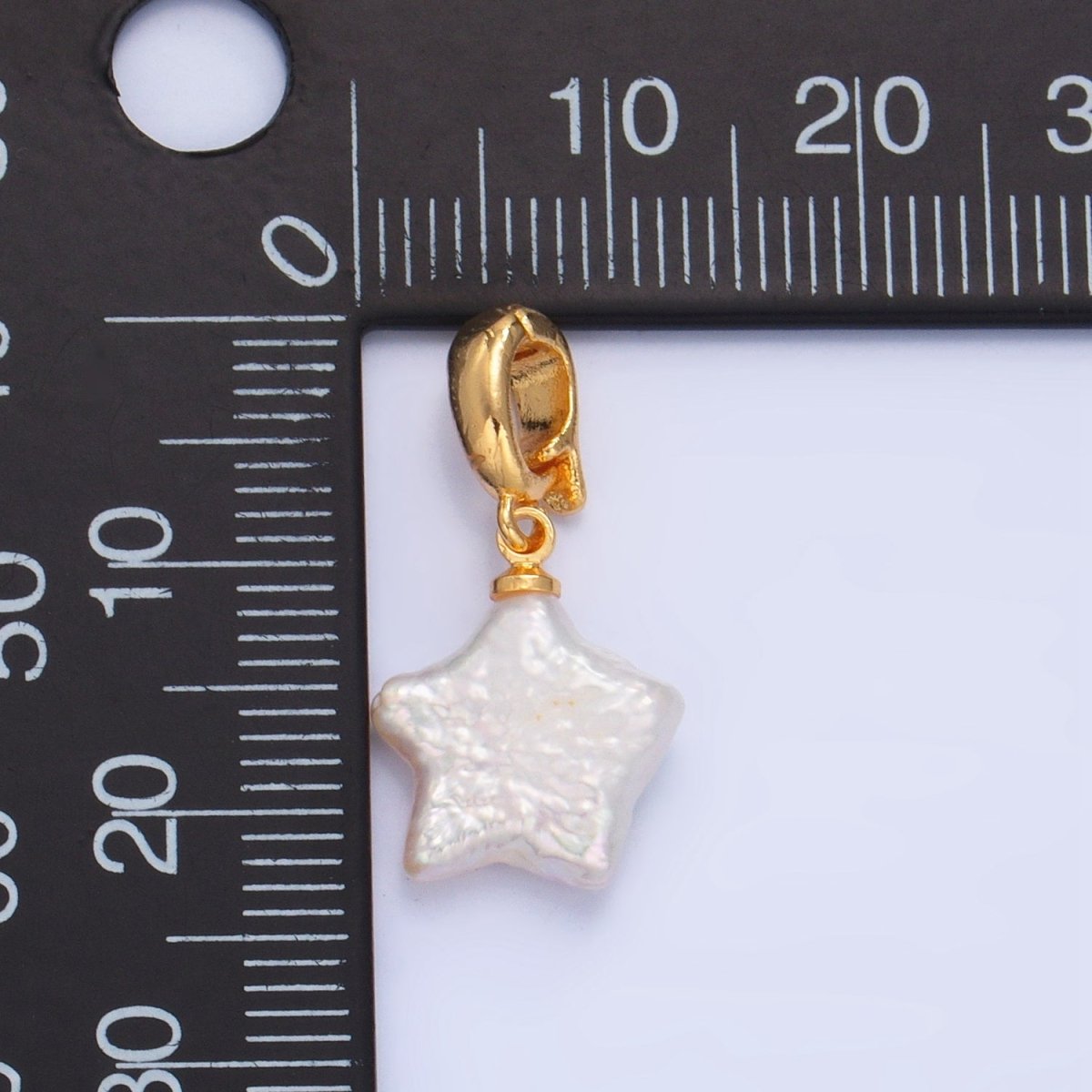 24K Gold Filled Celestial Star Freshwater Pearl Snap Latch Pendant | P1919