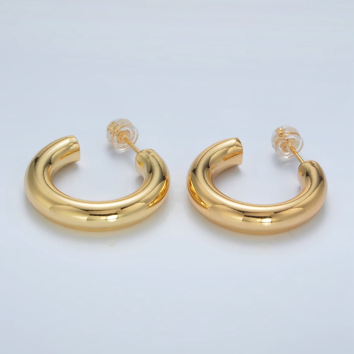 24K Gold Filled 25mm Chubby Minimalist C-Shaped Hoop Earrings | AD644