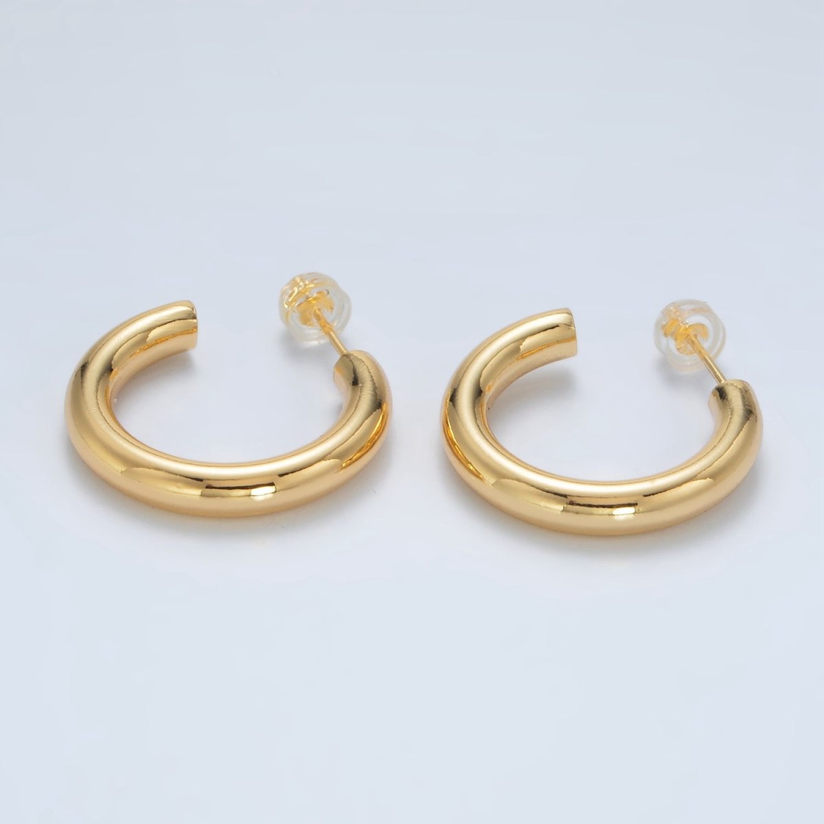 24K Gold Filled 25mm Minimalist C-Shaped Hoop Earrings | AD646