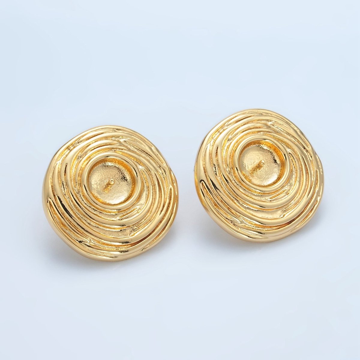 24K Gold Filled Circular Needle Drill Stud Earring Findings | Z893