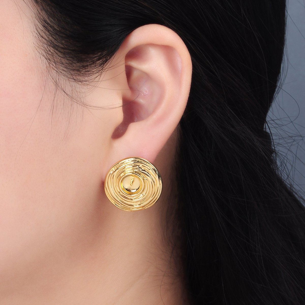 24K Gold Filled Circular Needle Drill Stud Earring Findings | Z893