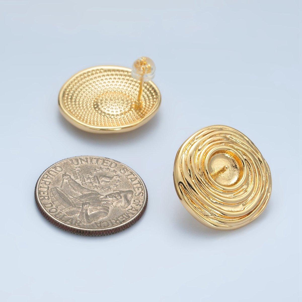 24K Gold Filled Circular Needle Drill Stud Earring Findings | Z893