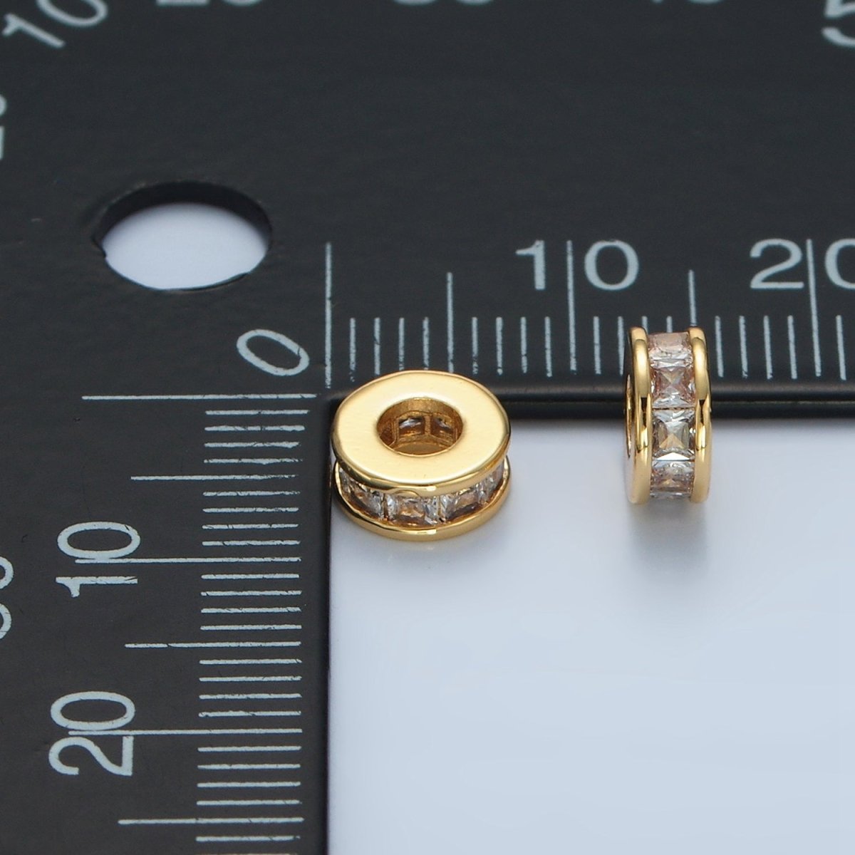 24K Gold Filled Clear Baguette CZ Spacer Bead | B129
