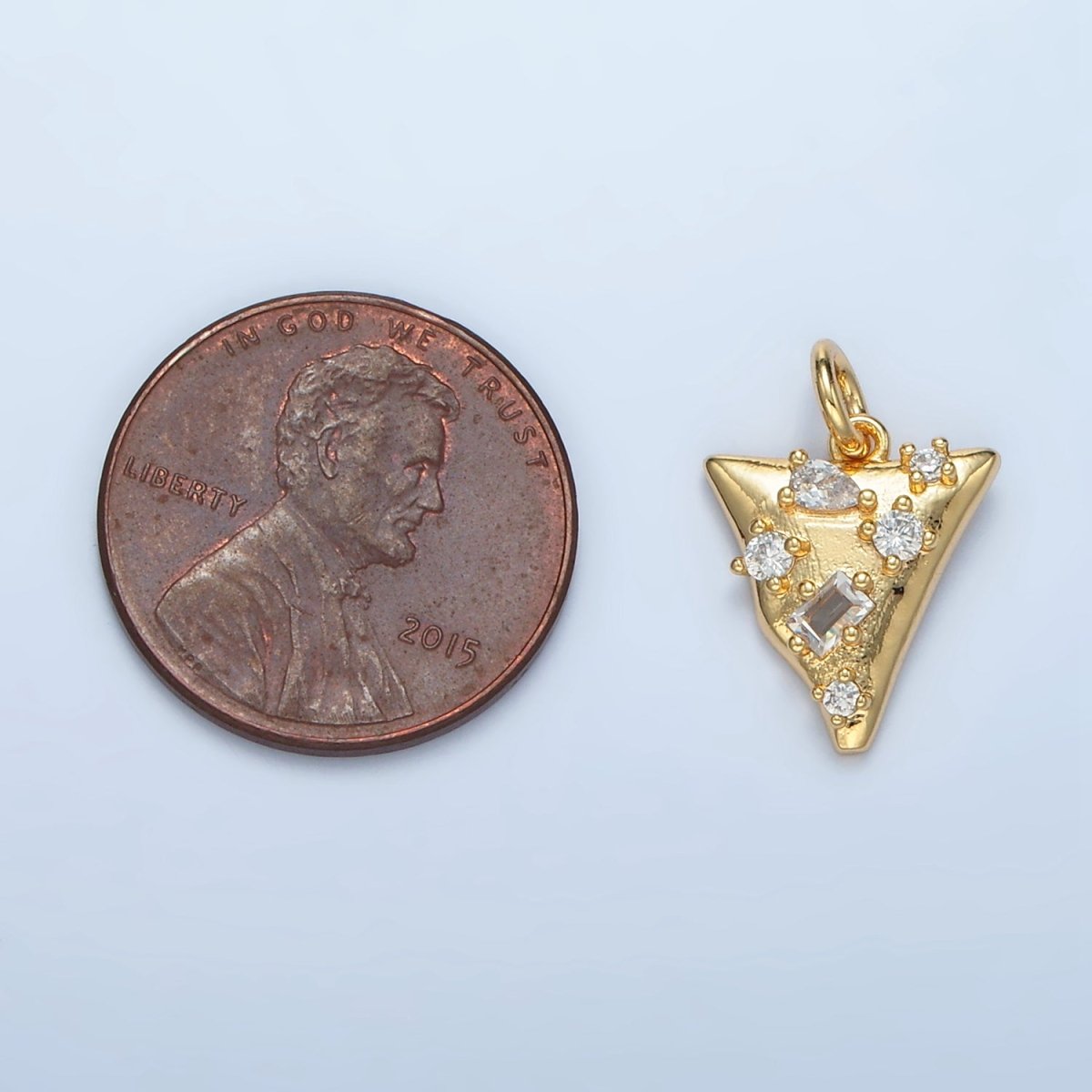 24K Gold Filled Clear CZ Abstract Triangle Charm | E091