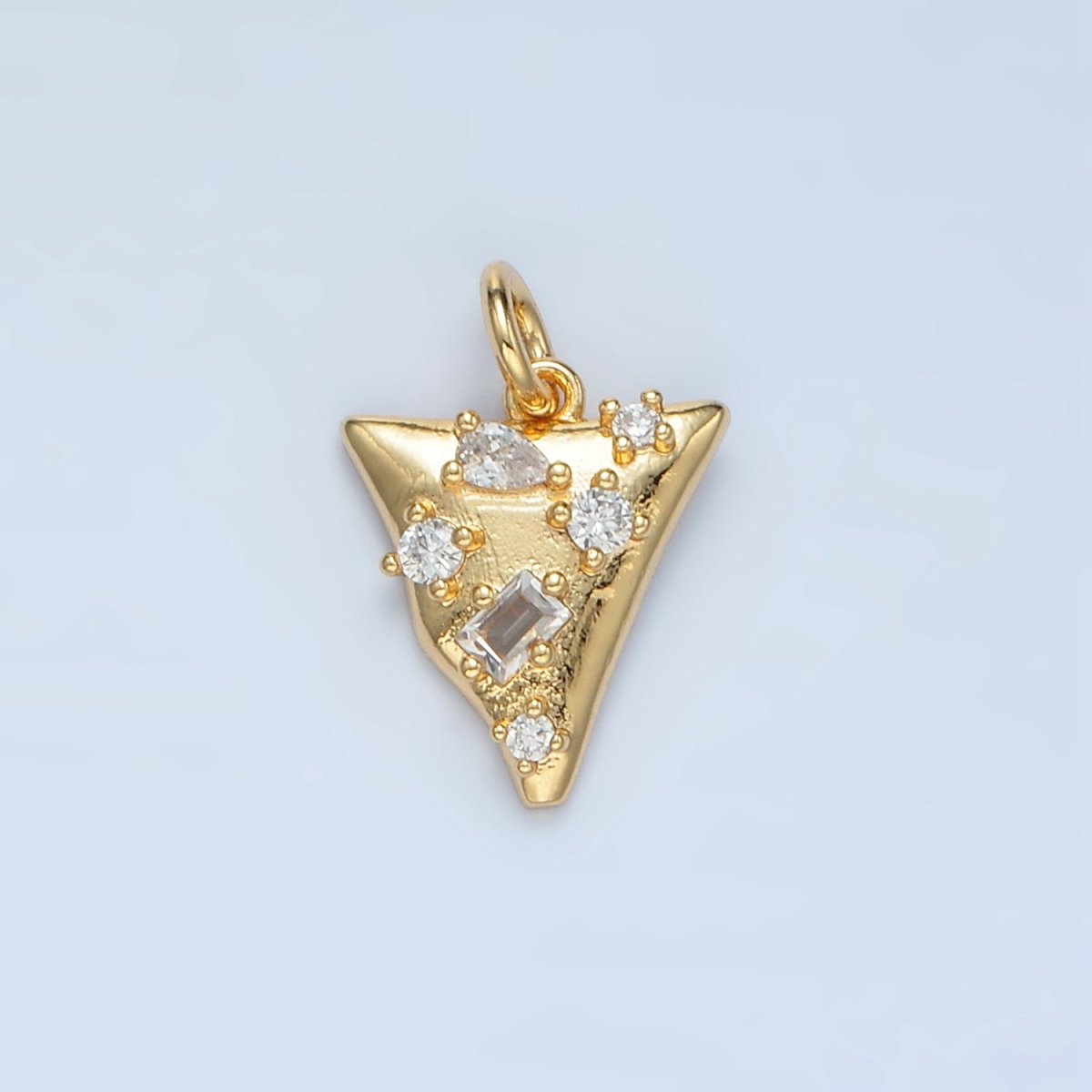 24K Gold Filled Clear CZ Abstract Triangle Charm | E091